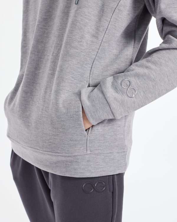 Erkek Gri Bol Kesimli Kapüşonlu Sweatshirt'ü Cep